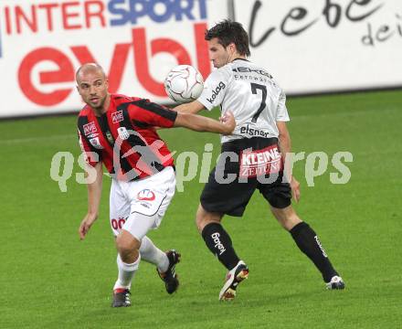 Fussball. Bundesliga. SK Austria Kelag Kaernten gegen LASK Linz.  Luka Elsner (Austria Kaernten), Gardar Gunnlaugsson (Linz). Klagenfurt, 5.5.2010. 
Foto: Kuess

---
pressefotos, pressefotografie, kuess, qs, qspictures, sport, bild, bilder, bilddatenbank