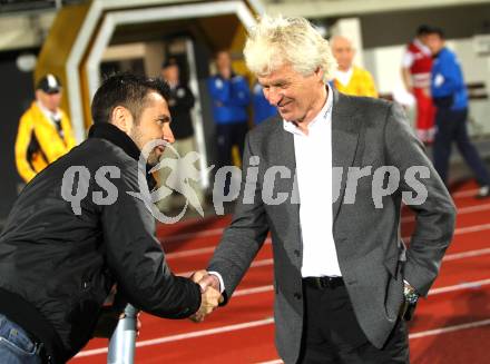 Fussball. Regionalliga. WAC SK St. Andrae/Lavanttal gegen SAK Celovec/Klagenfurt. Trainer Nenad Bjelica (St.Andrae),Trainer Alois jagodic (SAK). Wolfsberg, 11.5.2010. 
Foto: Kuess

---
pressefotos, pressefotografie, kuess, qs, qspictures, sport, bild, bilder, bilddatenbank