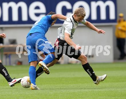 Fussball. Tipp3-Bundesliga. SK Austria Kaernten gegen SC Magna Wiener Neustadt. Peter Pucker, (Austria Kaernten), Mensur Kurtisi (Wr. Neustadt). Klagenfurt, 13.5.2010. 
Foto: Kuess 

---
pressefotos, pressefotografie, kuess, qs, qspictures, sport, bild, bilder, bilddatenbank