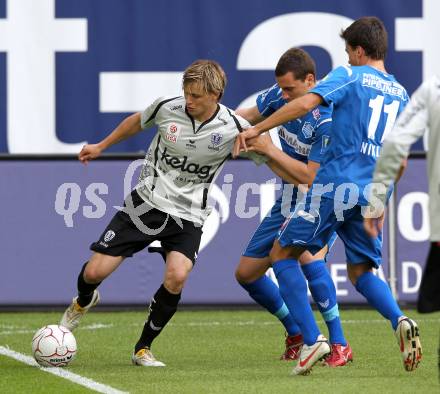 Fussball. Tipp3-Bundesliga. SK Austria Kaernten gegen SC Magna Wiener Neustadt. Stefan Hierlaender, (Austria Kaernten), Christian Haselberger, Patrick Niklas (Wr. Neustadt). Klagenfurt, 13.5.2010. 
Foto: Kuess 

---
pressefotos, pressefotografie, kuess, qs, qspictures, sport, bild, bilder, bilddatenbank