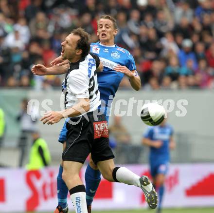 Fussbal. OEFB Stiegl Cup. Sturm Graz gegen FC Magna Wiener Neustadt. Klaus Salmutter, (Graz), Johannes Aigner (Wr. Neustadt). Klagenfurt, 16.5.2010. 
Foto: Kuess 

---
pressefotos, pressefotografie, kuess, qs, qspictures, sport, bild, bilder, bilddatenbank