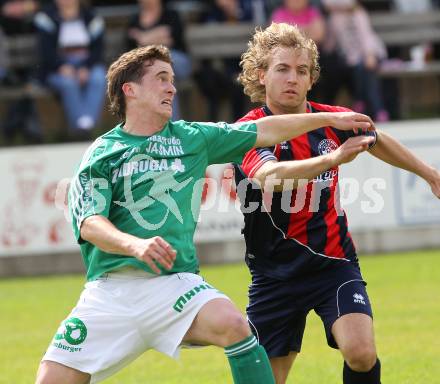 Fussball Unterliga Ost. SV ASKOE Holzbau Gasser Ludmannsdorf gegen ASKOE Zadruga St. Michael/Bl. Dejan Smeh (Ludmannsdorf), Juergen Galo  (St. Michael/Bl.). Ludmannsdorf, am 22.5.2010.
Foto: Kuess
---
pressefotos, pressefotografie, kuess, qs, qspictures, sport, bild, bilder, bilddatenbank