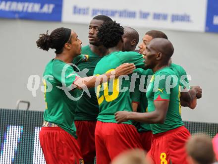 Fussball Laenderspiel. Testspiel Kamerun gegen Slowakei.  Torjubel Kamerun. Klagenfurt, am 29.5.2010.
Foto: Kuess

---
pressefotos, pressefotografie, kuess, qs, qspictures, sport, bild, bilder, bilddatenbank