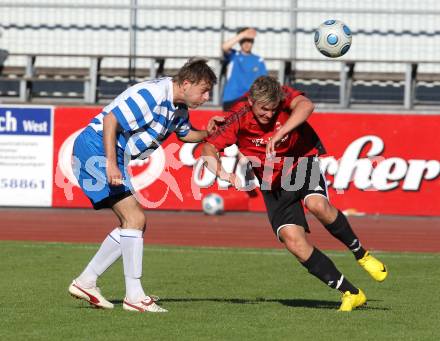 Fussball Kaerntner Liga. VSV gegen SV Penk/Reisseck. Martin Lassnig (VSV), Markus Rauter (Penk). Villach, am 5.6.2010.
Foto: Kuess
---
pressefotos, pressefotografie, kuess, qs, qspictures, sport, bild, bilder, bilddatenbank