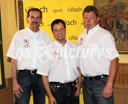 Eishockey. Bundesliga. NHL.  Pressekonferenz Street and Ball Hockey World Junior Championships. Helmut Falle (Leiter Organisationskomitee), Michael Loeschnig, Robert Moser (Headchoach Team Oesterreich). Villach, am 11.6.2010.
Foto: Kuess
---
pressefotos, pressefotografie, kuess, qs, qspictures, sport, bild, bilder, bilddatenbank