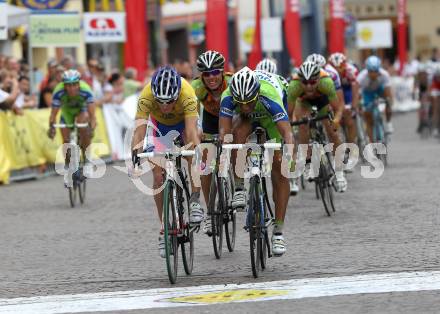 Radsport. Slowenien Rundfahrt. Etappe durch Kaernten. Zielsprint in Villach. Sieger Grega Bole (Lampre, gelbes Trikot). Villach, am 18.6.2010.
Foto: Kuess
---
pressefotos, pressefotografie, kuess, qs, qspictures, sport, bild, bilder, bilddatenbank