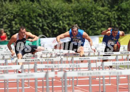 Leichtathletik. Oesterreichische Meisterschaft. 110 Meter Huerden. Lukas Mimler, Manuel Prazak, Martin Hackauf. Villach, am 10.7.2010.
Foto: Kuess
---
pressefotos, pressefotografie, kuess, qs, qspictures, sport, bild, bilder, bilddatenbank