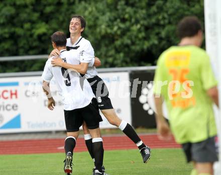 Fussball. Erste Liga. WAC/St. Andrae gegen FC PAX Gratkorn. Torjubel Christian Falk, Marco Reich, WAC.  Wolfsberg, 13.7.2010. 
Foto: Kuess

---
pressefotos, pressefotografie, kuess, qs, qspictures, sport, bild, bilder, bilddatenbank