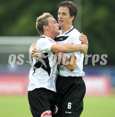 Fussball. Erste Liga. WAC/St. Andrae gegen FC PAX Gratkorn. Torjubel Christian Falk, Michael Sollbauer (WAC).  Wolfsberg, 13.7.2010. 
Foto: Kuess

---
pressefotos, pressefotografie, kuess, qs, qspictures, sport, bild, bilder, bilddatenbank