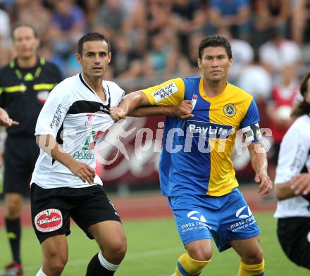 Fussball. Erste Liga. WAC/St. Andrae gegen Vienna FC. Nenad Jovanovic, (WAC), Rodrigo Pareira (Vienna).  Wolfsberg, 23.7.2010. 
Foto: Kuess

---
pressefotos, pressefotografie, kuess, qs, qspictures, sport, bild, bilder, bilddatenbank