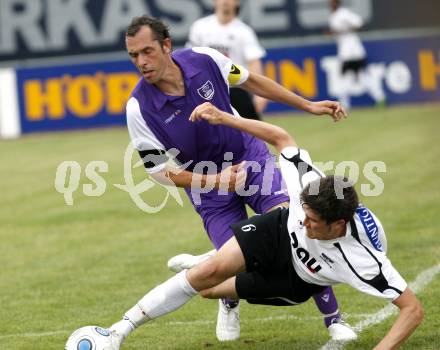 Fussball. OEFB Cup 2011 . SVG Bleiburg gegen SK Austria Klagenfurt. Knauder Christopher (Bleiburg), Prawda Christian (Klagenfurt). Bleiburg, 23.7.2010. 
Foto: Kuess

---
pressefotos, pressefotografie, kuess, qs, qspictures, sport, bild, bilder, bilddatenbank