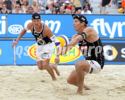 Beachvolleyball Grand Slam. Paul Schroffnegger, Daniel Hupfer (AUT). Klagenfurt, 29.7.2010.
Foto: Kuess

---
pressefotos, pressefotografie, kuess, qs, qspictures, sport, bild, bilder, bilddatenbank