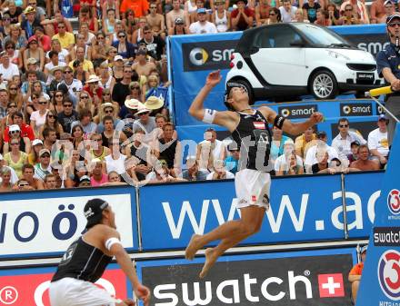 Beachvolleyball Grand Slam. Paul Schroffnegger, Daniel Hupfer (AUT). Klagenfurt, 29.7.2010.
Foto: Kuess

---
pressefotos, pressefotografie, kuess, qs, qspictures, sport, bild, bilder, bilddatenbank