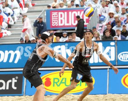 Beachvolleyball Grand Slam. DOPPLER Clemens, MELLITZER Matthias. Klagenfurt, 30.7.2010.
Foto: Kuess

---
pressefotos, pressefotografie, kuess, qs, qspictures, sport, bild, bilder, bilddatenbank