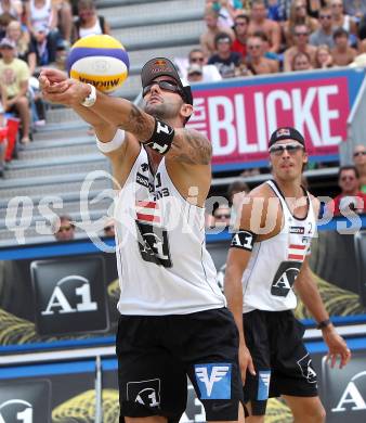 Beachvolleyball Grand Slam. Clemens Doppler, Matthias Mellitzer  (AUT). Klagenfurt, 29.7.2010.
Foto: Kuess

---
pressefotos, pressefotografie, kuess, qs, qspictures, sport, bild, bilder, bilddatenbank