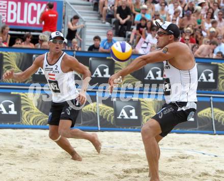 Beachvolleyball Grand Slam. Florian Gosch, Alexander Horst (AUT). Klagenfurt, 29.7.2010.
Foto: Kuess

---
pressefotos, pressefotografie, kuess, qs, qspictures, sport, bild, bilder, bilddatenbank