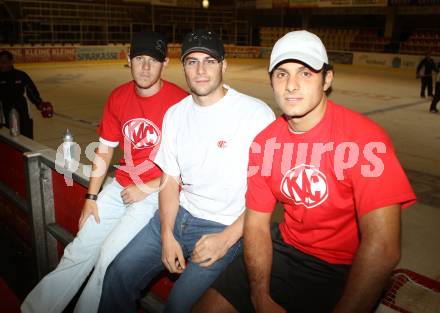 Eishockey. KAC.  Tormanntrainer Pierre Beaulieu, Andy Chiodo Tormann, Tyler Scofield. Klagenfurt, 3.8.2010.
Foto: Kuess 
---
pressefotos, pressefotografie, kuess, qs, qspictures, sport, bild, bilder, bilddatenbank