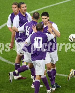 Fussball. Regionalliga. SK Austria Klagenfurt gegen Union St. Florian . Torjubel Stephan Buergler (Klagenfurt). Klagenfurt, 6.8.2010. 
Foto: Kuess

---
pressefotos, pressefotografie, kuess, qs, qspictures, sport, bild, bilder, bilddatenbank