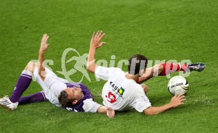 Fussball. Regionalliga. SK Austria Klagenfurt gegen Union St. Florian . Kai Schoppitsch, (Klagenfurt), Ewald HUber (St.Florian). Klagenfurt, 6.8.2010. 
Foto: Kuess

---
pressefotos, pressefotografie, kuess, qs, qspictures, sport, bild, bilder, bilddatenbank