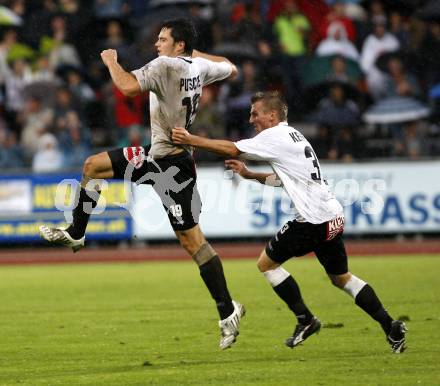 Fussball. Erste Liga. WAC/St. Andrae gegen SCR Altach. Torjubel Putsche Roland, Kerhe Manuel (WAC).  Wolfsberg, 6.8.2010. 
Foto: Kuess

---
pressefotos, pressefotografie, kuess, qs, qspictures, sport, bild, bilder, bilddatenbank