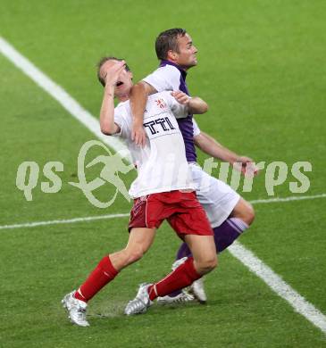 Fussball. Regionalliga. SK Austria Klagenfurt gegen Union St. Florian . Kai Schoppitsch, (Klagenfurt), Patrick Lachmayr (St.Florian). Klagenfurt, 6.8.2010. 
Foto: Kuess

---
pressefotos, pressefotografie, kuess, qs, qspictures, sport, bild, bilder, bilddatenbank