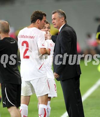 Fussball. Freundschaftsspiel. Oesterreich gegen Schweiz. Trainer Othmar Hitzfeld (Schweiz). Klagenfurt, 11.8.2010. 
Foto: Kuess

---
pressefotos, pressefotografie, kuess, qs, qspictures, sport, bild, bilder, bilddatenbank