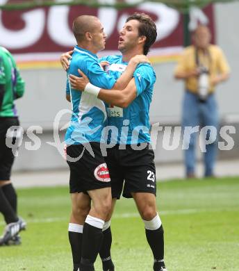 Fussball OEFB Cup. SAK KLagenfurt gegen WAC/St. Andrae. Torjubel Stefan Korepp,  Sandro Zakany (WAC/St. Andrae). Klagenfurt, am 14.8.2010.
Foto: Kuess
---
pressefotos, pressefotografie, kuess, qs, qspictures, sport, bild, bilder, bilddatenbank