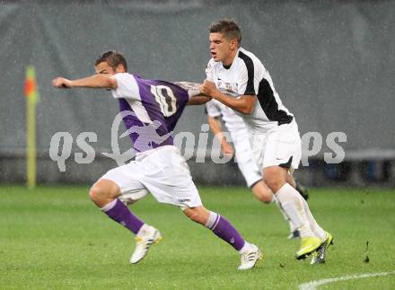 Fussball OEFB Cup. SK Austria Klagenfurt gegen LASK. Kai Schoppitsch (Klagenfurt), Daniel Kogler (LASK). Klagenfurt, am 14.8.2010.
Foto: Kuess
---
pressefotos, pressefotografie, kuess, qs, qspictures, sport, bild, bilder, bilddatenbank