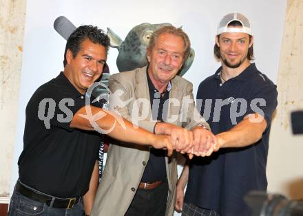 Eishockey. EC KAC. Karl Nedwed, Manny Viveiros, Christoph Brandner. 
Klagenfurt, 16. 8.2010.
Foto: Kuess
---
pressefotos, pressefotografie, kuess, qs, qspictures, sport, bild, bilder, bilddatenbank