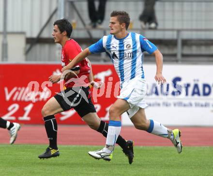 Fussball Kaerntner Liga. VSV gegen RZ Pellets WAC/St. Andrae 1b. Ivan Drmac (VSV), Angelo Darmann (WAC). Villach, am 18.8.2010.
Foto: Kuess
---
pressefotos, pressefotografie, kuess, qs, qspictures, sport, bild, bilder, bilddatenbank