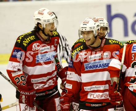 Eishockey. Testspiel. KAC gegen  Michigan Tech Huskies. Jubel (KAC). Klagenfurt, am 18.8.2010.
Foto: Kuess 

---
pressefotos, pressefotografie, kuess, qs, qspictures, sport, bild, bilder, bilddatenbank