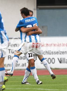 Fussball Kaerntner Liga. VSV gegen RZ Pellets WAC/St. Andrae 1b. Torjubel Darko Djukic, Rok Pavlicvic (VSV). Villach, am 18.8.2010.
Foto: Kuess
---
pressefotos, pressefotografie, kuess, qs, qspictures, sport, bild, bilder, bilddatenbank