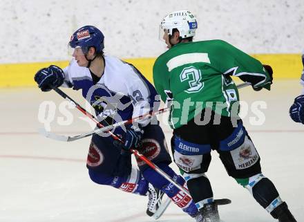 Eishockey. Testspiel. VSV gegen HDD Tilia Olimpija. Michael Raffl (VSV), Erik Werner (Olimpija).
Bled, 19.8.2010.
Foto: Kuess
---
pressefotos, pressefotografie, kuess, qs, qspictures, sport, bild, bilder, bilddatenbank