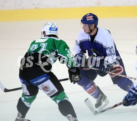 Eishockey. Testspiel. VSV gegen HDD Tilia Olimpija. Andreas Wiedergut (VSV), Tomi Mustonen (Olimpija).
Bled, 19.8.2010.
Foto: Kuess
---
pressefotos, pressefotografie, kuess, qs, qspictures, sport, bild, bilder, bilddatenbank