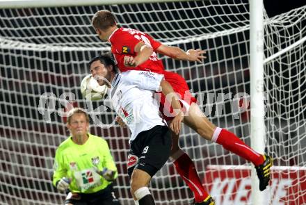 Fussball 1. Liga. RZ Pellets WAC/St. Andrae gegen Trenkwalder Admira. Christian Dobnik, Roland Putsche, (WAC),  Michael Horvath (Admira). Wolfsberg, 20.8.2010.
Foto: Kuess

---
pressefotos, pressefotografie, kuess, qs, qspictures, sport, bild, bilder, bilddatenbank