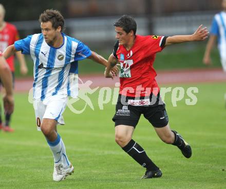 Fussball Kaerntner Liga. VSV gegen RZ Pellets WAC/St. Andrae 1b. Michael Kirisits (VSV), Angelo Darmann (WAC). Villach, am 18.8.2010.
Foto: Kuess
---
pressefotos, pressefotografie, kuess, qs, qspictures, sport, bild, bilder, bilddatenbank