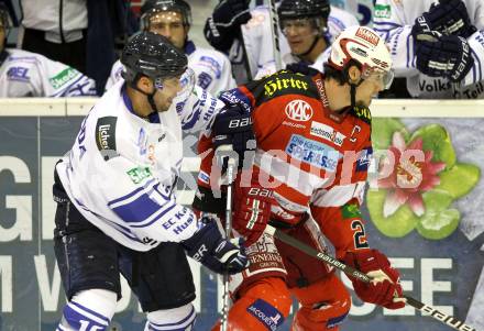 Eishockey Testspiel. EC KAC gegen Kassel Huskies. Christoph Brandner, (KAC), Michael Schmerda  (Kassel Huskies). Klagenfurt, am 22.8.2010.
Foto: Kuess 

---
pressefotos, pressefotografie, kuess, qs, qspictures, sport, bild, bilder, bilddatenbank