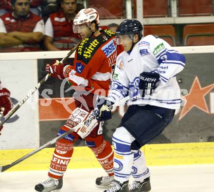 Eishockey Testspiel. EC KAC gegen Kassel Huskies. Ratchuk Peter (KAC), Klinge Manuel (Kassel Huskies). Klagenfurt, am 22.8.2010.
Foto: Kuess 

---
pressefotos, pressefotografie, kuess, qs, qspictures, sport, bild, bilder, bilddatenbank