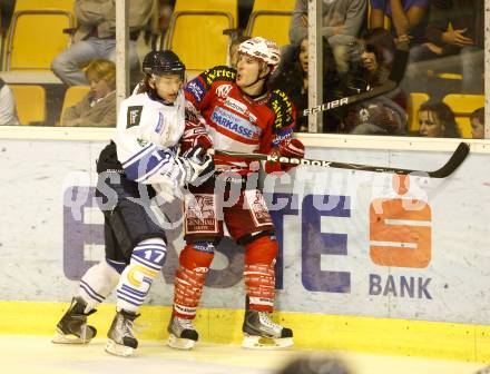 Eishockey Testspiel. EC KAC gegen Kassel Huskies. Tyler Spurgeon (KAC), Kramer Rene (Kassel Huskies). Klagenfurt, am 22.8.2010.
Foto: Kuess 

---
pressefotos, pressefotografie, kuess, qs, qspictures, sport, bild, bilder, bilddatenbank