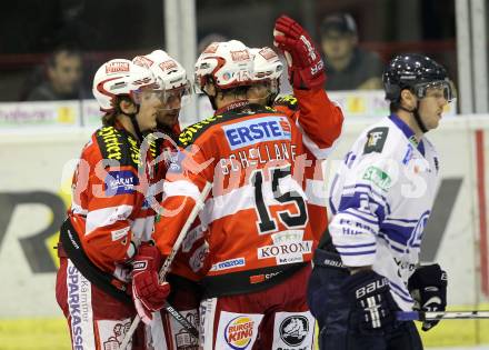 Eishockey Testspiel. EC KAC gegen Kassel Huskies. Torjubel KAC. Klagenfurt, am 22.8.2010.
Foto: Kuess 

---
pressefotos, pressefotografie, kuess, qs, qspictures, sport, bild, bilder, bilddatenbank