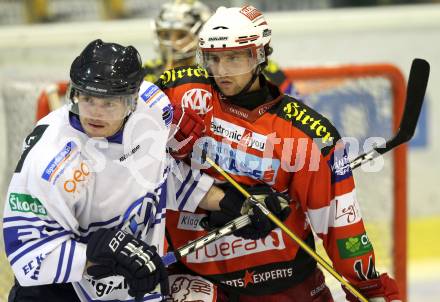 Eishockey Testspiel. EC KAC gegen Kassel Huskies. Johannes Reichel,  (KAC), Christoph Melischko (Kassel Huskies). Klagenfurt, am 22.8.2010.
Foto: Kuess 

---
pressefotos, pressefotografie, kuess, qs, qspictures, sport, bild, bilder, bilddatenbank