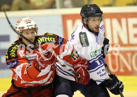 Eishockey Testspiel. EC KAC gegen Kassel Huskies.  Johannes Kirisits, (KAC),  Mike Glumac  (Kassel Huskies). Klagenfurt, am 22.8.2010.
Foto: Kuess 

---
pressefotos, pressefotografie, kuess, qs, qspictures, sport, bild, bilder, bilddatenbank