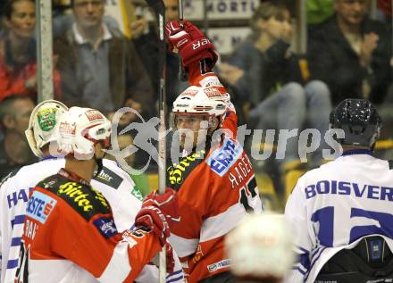 Eishockey Testspiel. EC KAC gegen Kassel Huskies. Torjubel Gregor Hager. Klagenfurt, am 22.8.2010.
Foto: Kuess 

---
pressefotos, pressefotografie, kuess, qs, qspictures, sport, bild, bilder, bilddatenbank