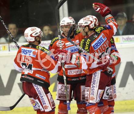 Eishockey Testspiel. EC KAC gegen Kassel Huskies.Torjubel KAC. Klagenfurt, am 22.8.2010.
Foto: Kuess 

---
pressefotos, pressefotografie, kuess, qs, qspictures, sport, bild, bilder, bilddatenbank