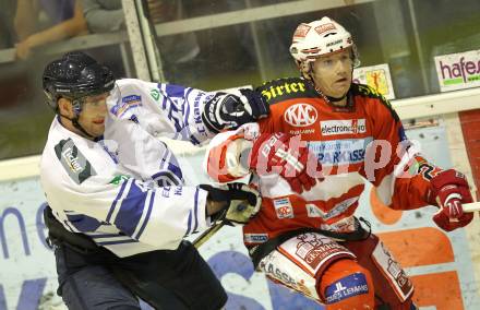 Eishockey Testspiel. EC KAC gegen Kassel Huskies. Kirk Furey,  (KAC),  Cameron Keith (Kassel Huskies). Klagenfurt, am 22.8.2010.
Foto: Kuess 

---
pressefotos, pressefotografie, kuess, qs, qspictures, sport, bild, bilder, bilddatenbank