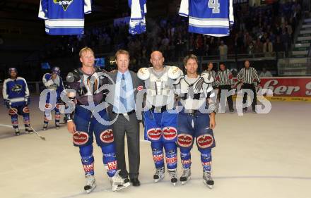 Eishockey. VSV. Herbert Hohenberger, Wolfgang Kromp, Mike Stewart, Guenther Lanzinger. Villach, 24.8.2010.
Foto: Kuess

---
pressefotos, pressefotografie, kuess, qs, qspictures, sport, bild, bilder, bilddatenbank