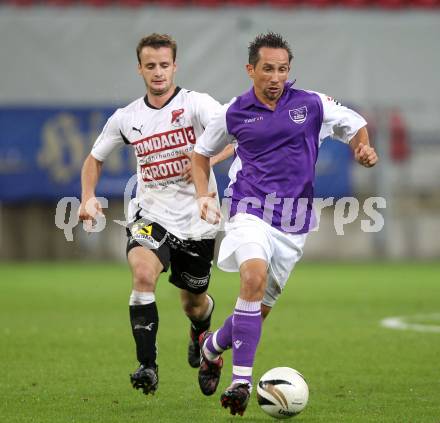 Fussball. Regionalliga. Austria Klagenfurt gegen Gleinstaetten. Matthias Dollinger (Austria Klagenfurt), Hutter Kevin (Gleinstaetten). Klagenfurt, 28.8.2010.
Foto: Kuess

---
pressefotos, pressefotografie, kuess, qs, qspictures, sport, bild, bilder, bilddatenbank