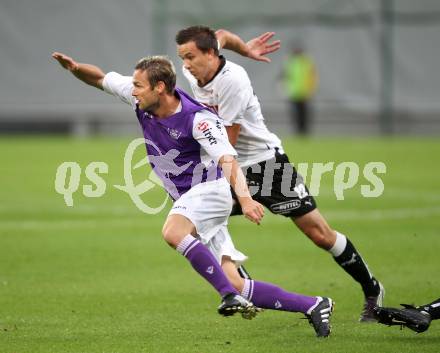 Fussball. Regionalliga. Austria Klagenfurt gegen Gleinstaetten. Kai Schoppitsch (Austria Klagenfurt), Prietl Manuel (Gleinstaetten). Klagenfurt, 28.8.2010.
Foto: Kuess

---
pressefotos, pressefotografie, kuess, qs, qspictures, sport, bild, bilder, bilddatenbank