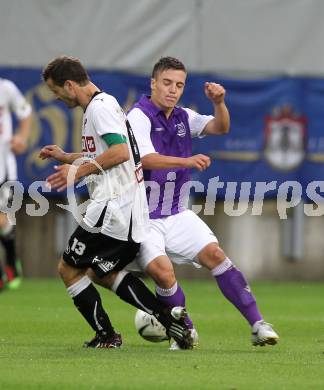 Fussball. Regionalliga. Austria Klagenfurt gegen Gleinstaetten. Martin Salentinig (Austria Klagenfurt), Kevin Hutter (Gleinstaetten). Klagenfurt, 28.8.2010.
Foto: Kuess

---
pressefotos, pressefotografie, kuess, qs, qspictures, sport, bild, bilder, bilddatenbank