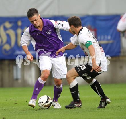 Fussball. Regionalliga. Austria Klagenfurt gegen Gleinstaetten. Martin Salentinig (Austria Klagenfurt), Kevin Hutter (Gleinstaetten). Klagenfurt, 28.8.2010.
Foto: Kuess

---
pressefotos, pressefotografie, kuess, qs, qspictures, sport, bild, bilder, bilddatenbank